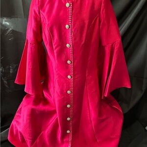 Elegant Pink Button-Down Dress